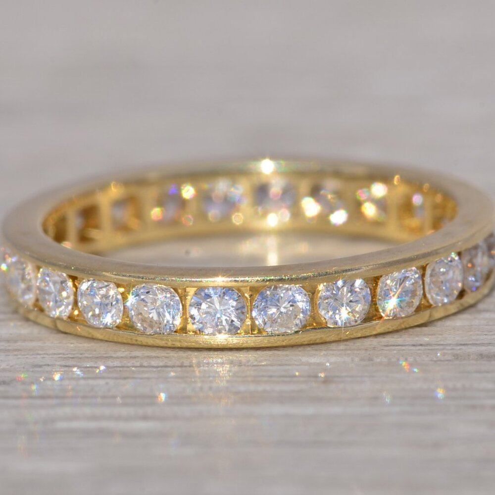 Natural Diamond Eternity Band in Yellow Gold